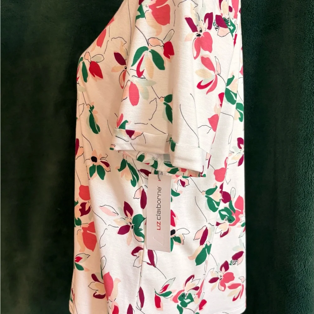 Liz Claiborne White Floral Blouse - Picture 2 of 6